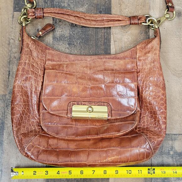 Coach Kristin Embossed Walnut Brown Croc Leather Bag Purse Satchel Limited 16827 - Picture 15 of 16